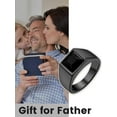 thumbnail image 5 of KeyStyle Rings for Men Stainless Steel Signet Ring with Black Topaz Gemstone Birthstone Statement Ring Personalized Jewelry Birthday Father's Day Gift for Men, 8mm Black Topaz, 5 of 10