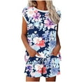 thumbnail image 2 of Gaecuw Women Two Piece Outfits Sets Casual 2 Piece Short Outfits Summer with Pocket Drawstring Floral Hawaiian Print Tracksuits Sleeveless Round Neck Tops Pajamas Pants Loungewear Purple 2XL, 2 of 5