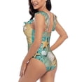 thumbnail image 5 of Yiaed Starfish And Seashell Print Women's Ruffled One Piece Swimsuit V Neck Swimwear Slimming Monokini for Woman-Medium, 5 of 8