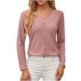 thumbnail image 2 of Women's Long Sleeve Tunic Tops Casual Cold Shoulder Blouse Shirts Hot Pink XL, 2 of 7
