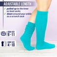 thumbnail image 3 of MDR Women's Extra Long Heavy Slouch Cotton Socks Made in USA 1 Pair Size 9 to 11 (Aqua), 3 of 7