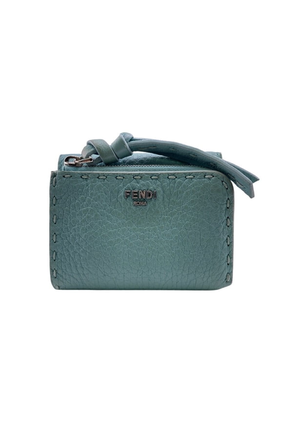 Pre-Owned FENDI 8M0499 Selleria Peekaboo Micro L-Shaped Tri-Fold Wallet, Blue, Women's (Good)