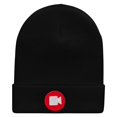 thumbnail image 5 of Video Stream Embroidered 12 Inch Long Knitted Beanie - Black OSFM, 5 of 5