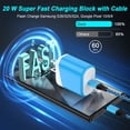 thumbnail image 2 of 2Pcs PD 20W Charger Block Fast Charging with 2Pcs 6FT Type C Charging Cables, Fast Charging Adapter USB C Wall Charger Block Compatible with iPhone 17 16 15 14, Samsung, Android Phone, Blue, 2 of 7