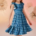 thumbnail image 6 of Avrntaa Girls Short Sleeve Dress with Ruffles Crew Neck A-Line Swing Casual Summer Midi Dress 5-14 Years, 6 of 8