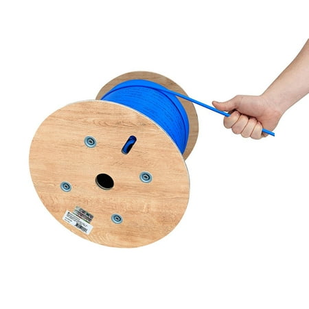 UPC: 0889028180693 | Monoprice Cat6A Plenum Bulk Cable – 500 Feet – Blue | UL  Solid  650MHz  UTP  CMP  Bare Copper  10G  23AWG  TAA  For Computer Networking Cable  LAN  Modem  Router