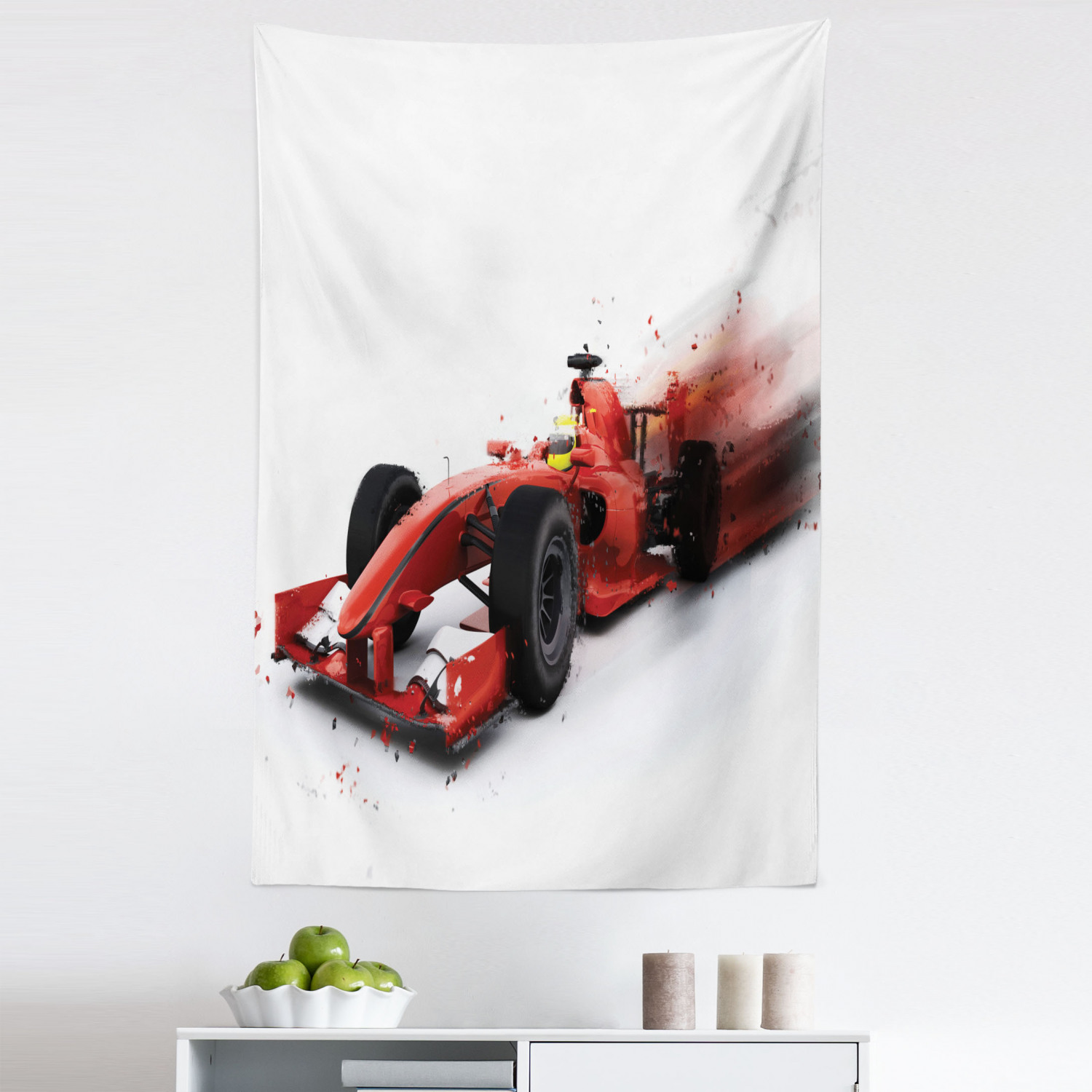 Cars Tapestry, Generic Formula Racing Car Illustration with Special ...