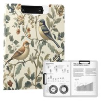 FORMRS A4 Clipboard Folder with Pen Holder Horizontal Foldable School Office Binder, Green Birds