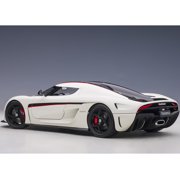 Koenigsegg Regera White with Black Carbon and Red Stripes 1/18 Model Car by Autoart