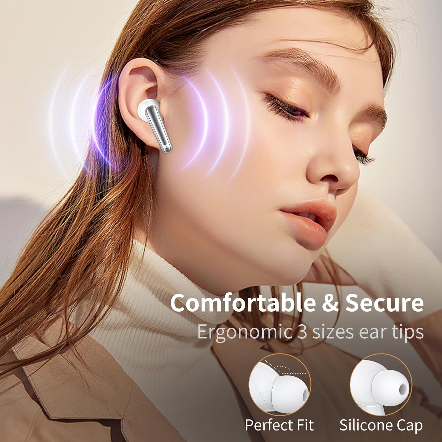 Monster Wireless Earbuds Bluetooth Earbuds HiFi Stereo, Wireless Earphones with 30H Playback, Type-C Charging, Clear Call, Touch Control, IPX6 Waterproof (Silver)