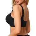 thumbnail image 3 of INSPIRE CHIC Women's V-Neck Mesh Full Coverage Wireless Soft Cup Wide Adjustable Straps Minimizer Bras 3XL Black, 3 of 5