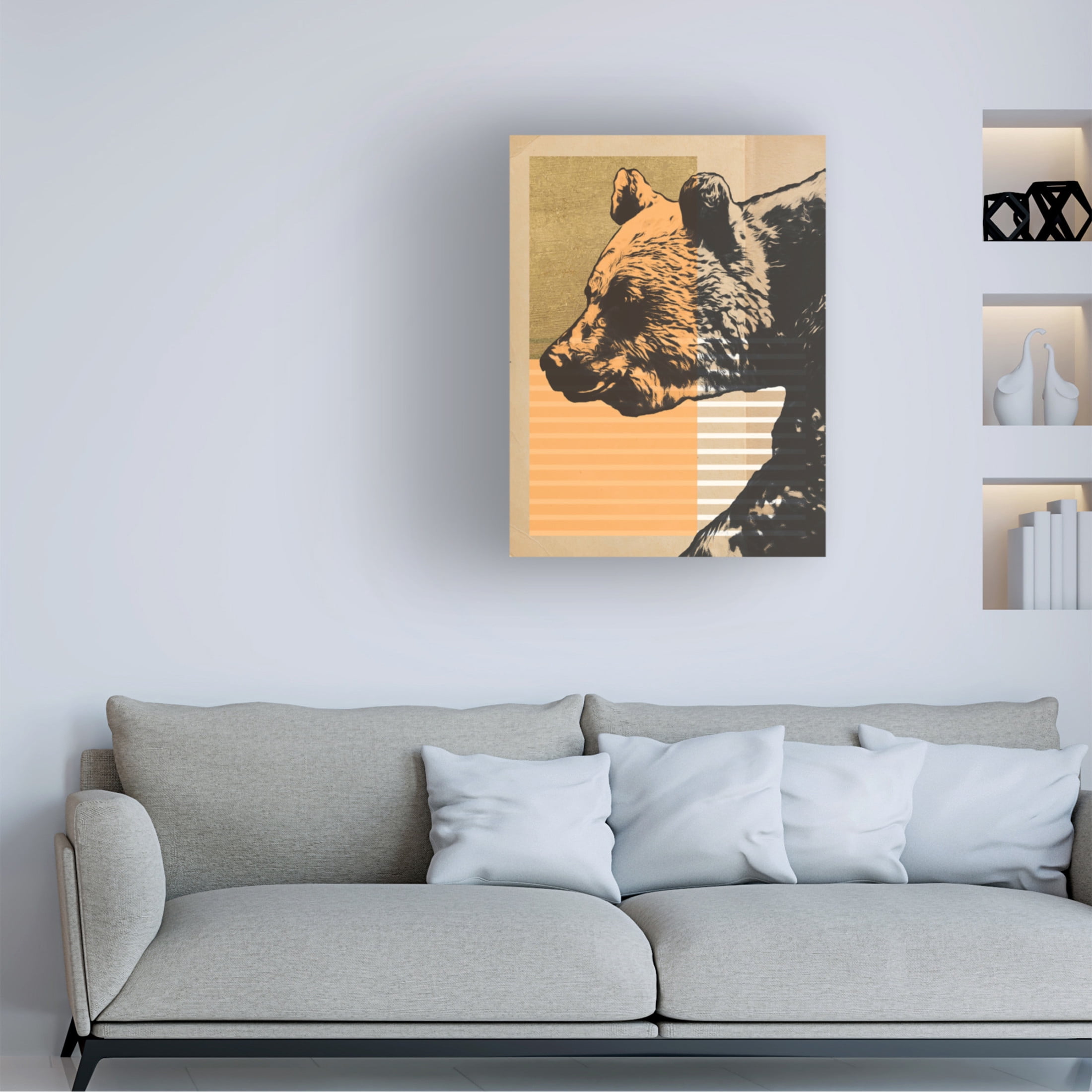 Trademark Fine Art Alonzo Saunders Gold Geometric Bear I Canvas Wall Art