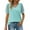 Light Blue, variant on Fnochy Cyber of Monday Deals 2023 Summer Women's Tops Solid Color Polyester Causal V-Neck Vintage Blouse Short Sleeve T-Shirt