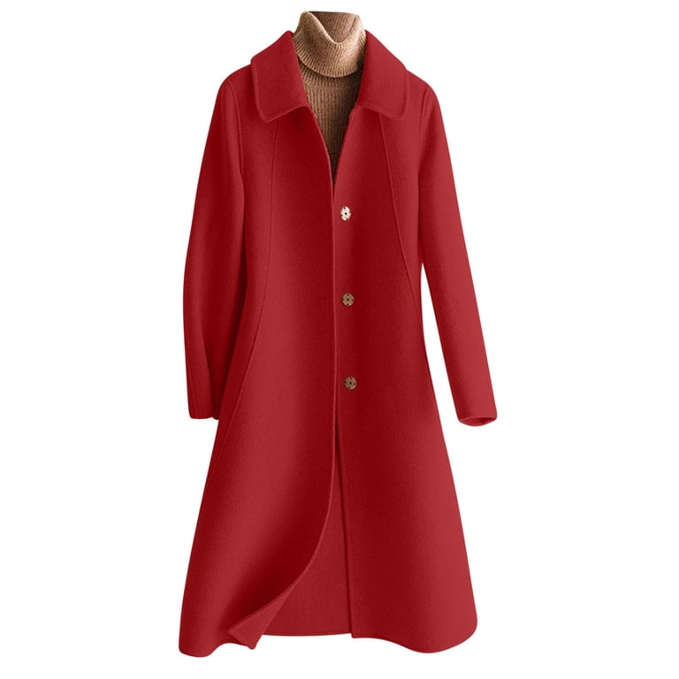dillards womens dress coats winter Winter Clothing Dillards Ladies Coats Wool-blend Coat With Double-breasted Buttons Red 40-64 Zizzifashion