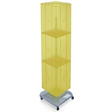 

Azar Displays 701465-YEL Yellow Four-Sided Pegboard Tower Floor Display on Revolving Wheeled Base. Spinner Rack Stand. Panel Size: 14 W x 60 H