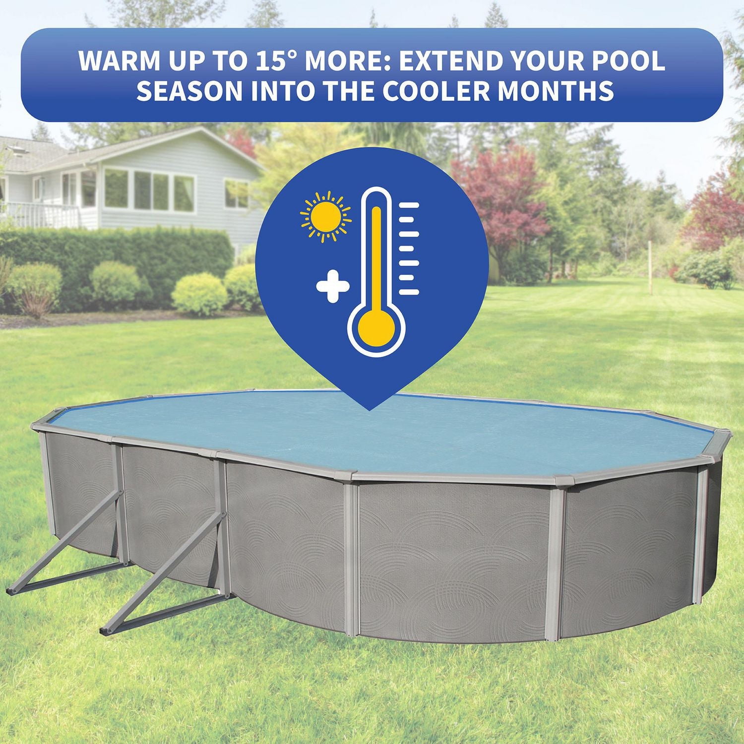 Toile solaire Blue Wave ovale de 12 mm pour piscine hors-terre - Transparente