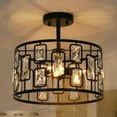 thumbnail image 3 of LNC Uzel 3-Light 13-in Matte Black Crystal LED Semi-flush Mount Light,13"Lx12"Hx13"D, 3 of 13