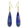 thumbnail image 3 of Unique Blue Lapis Lazuli Long Teardrops Gold-Plated Silver Dangle Earrings, 3 of 5