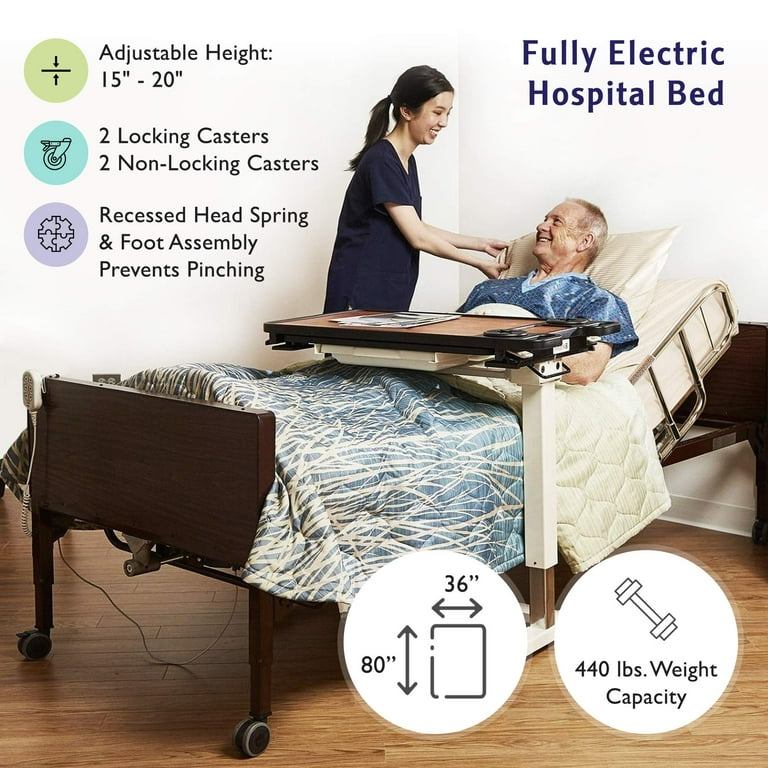 Full Electric Hospital Bed with Innerspring Mattress and Half