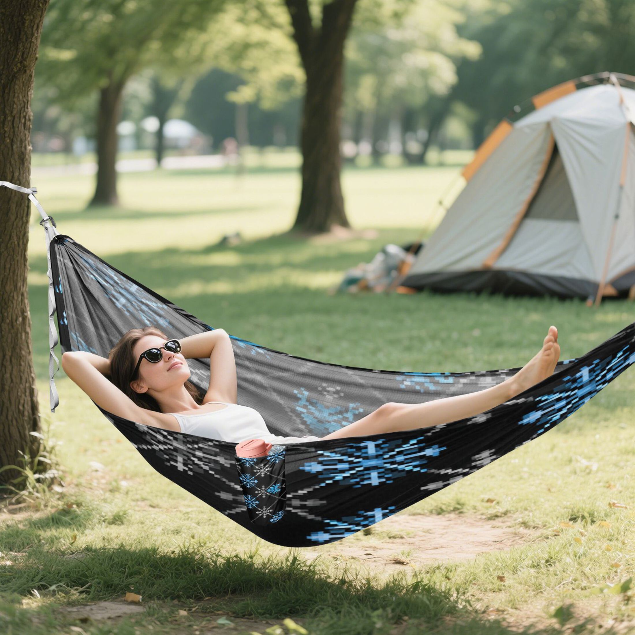 Hammock Camping Hammock Nylon Portable Hammock Travel Camping Hammock Beautiful Blue Snowflake