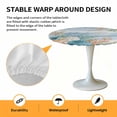 thumbnail image 2 of Elastic Fitted Round Tablecloth, Blue Beach Coastal Waterproof Stretch Table Cover for 55"-60" Tables, Summer Nautical Coral Shell Botanical Vintage Washable Outdoor Tablecloths for Patio, Picnic, 2 of 9