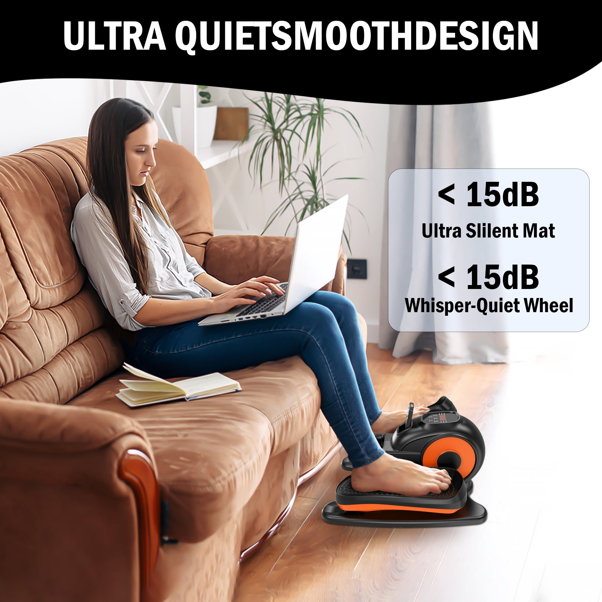 Under Desk Elliptical Machine, Electric Ellipse Leg Exerciser for Seniors with 5 Adjustable Quiet Portable Elliptical Machine, Seated Pedal Exerciser with Remote Control