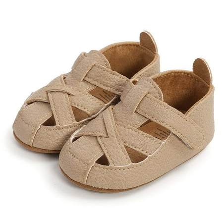 Hinvhai Lace Up Leather Sneakers for Baby Boys Girls Casual Soft Rubber Sole Infant Oxford Loafers Anti-Slip Toddler Soft Sole Comfotable Dress Shoes Khaki 6-9Months