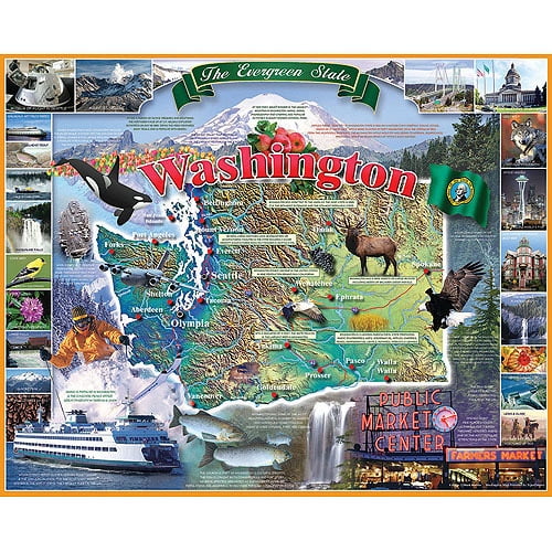 White Mountain Puzzles Washington State Puzzle, 1000 Pieces Walmart