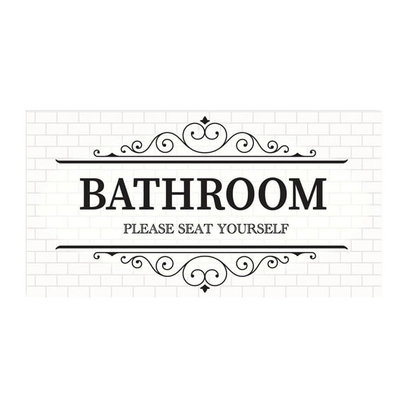 Bathroom Seat Yourself White Tile Black Scroll 20 x 10 Wood Wall Sign Plaque