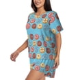 thumbnail image 2 of Bingfone Cute Donut Print Pajamas Sets for Women Soft Short-Sleeved Pjs with Lounge Shorts Two Piece Sleepwear, 2 of 8