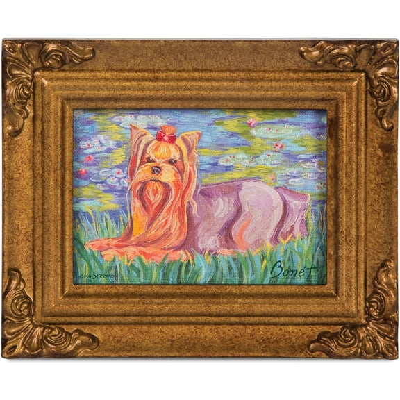Pavilion Gift Company - Yorkshire Terrier - Bonet - 3.5" x 5" Framed Canvas