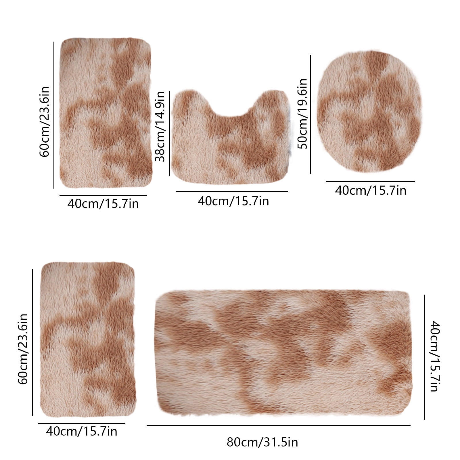 AuroraX Bathroom Rugs Sets 5 Piece,Soft Washable Non Slip Yellow Bathroom Runner Rug with Toilet Rug U Shaped Home Bathroom Decor Farmhouse