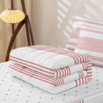 thumbnail image 5 of Castle Fairy Minimalist Horizontal Stripe Zipper Full Size Comforter Sets with Fitted Sheet and 2 Pillowcases,Retro Thin Band Zipper Bedding Set,Dusty Rose White,Reversible, 5 of 7