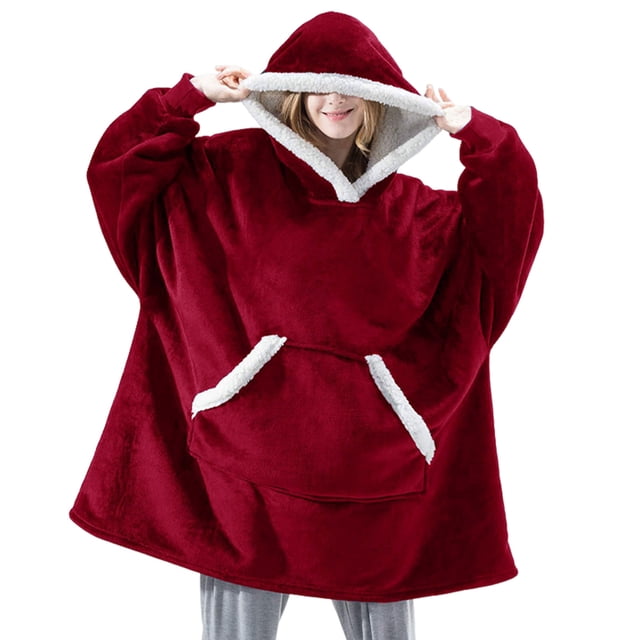 Sudadera con capucha manta usable Sonducket cómoda para hombres y mujeres rojo