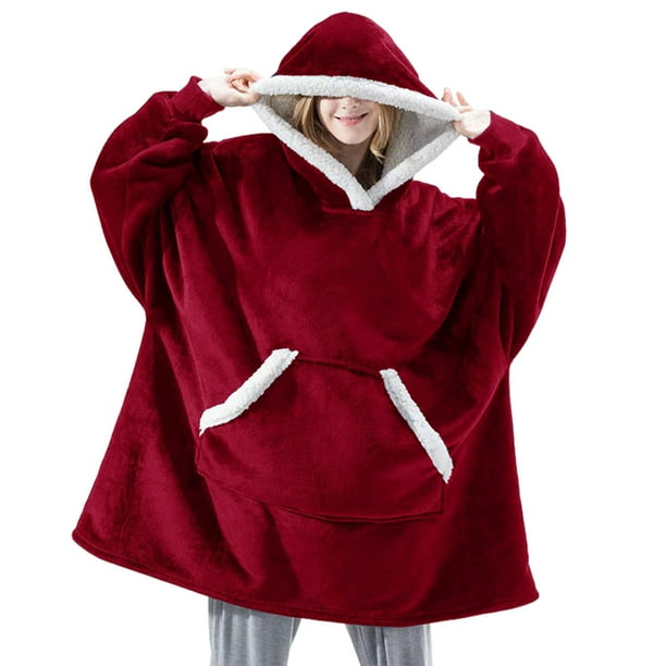 Manta con capucha Qarigey versátil y cómoda de algodón para mujer Pijama rojo
