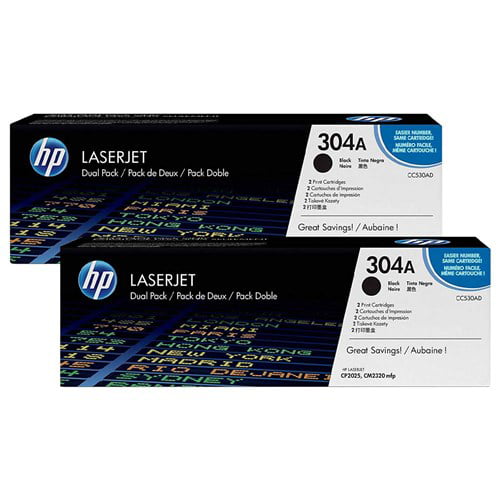 HP 304A Black Contract LaserJet Toner Dual Cartridge (CC530AD)(2Pack