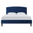 thumbnail image 6 of Platform Bed Frame, Full Size, Blue Navy, Velvet, Modern Contemporary, Bedroom Master Guest Suite Room, 6 of 9