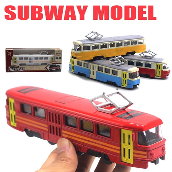 Hevirgo Classic Train Tram Diecast Pull Back Model with LED Music Developmental Kids Toy,Blue