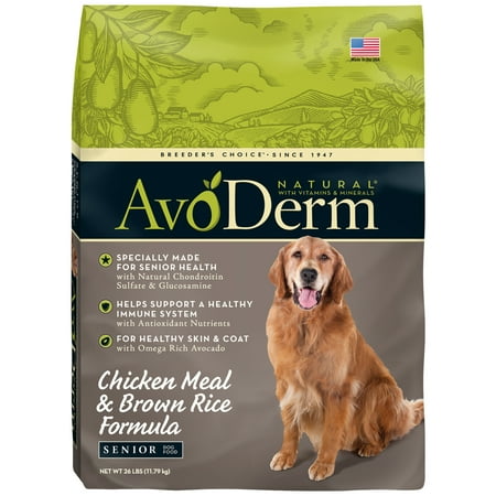 UPC: 0052907020452 | AvoDerm Natural Chicken Meal and Brown Rice Formula Senior Dog Food  26-Pound