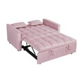 thumbnail image 6 of BSHTI 54” Pull-out Sleeper Sofa Bed,Solid Wood Frame,3 Adjustable Rreclining Angles,Two Matching Pillows,Easy Assembly,Velvet Fabric Loveseat,Pink, 6 of 7