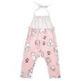 thumbnail image 3 of Girls' Jumpsuits Rompers Summer Casual Sleeveless Rompers With Pockets Spaghetti Strap Romper Pink Cartoon Puppy Pattern 2T, 3 of 7