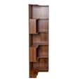 thumbnail image 6 of 5 Tier Corner Bookshelf, L-Shaped Freestanding Display Shelf with Baffles, Space Saving Storage Bookcase for Living Room, Bedroom, Office, Kitchen, Walnut, 6 of 11