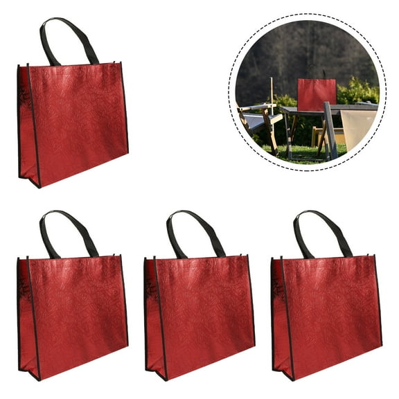 WHAMVOX Reusable Grocery Tote Bags with Handle for Storage Made of Nonwoven Fabric Red Pieces