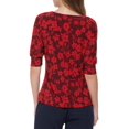 thumbnail image 2 of Women's Floral Print Puff-Sleeve Top Winetasting/Chili Pepper XL, 2 of 2