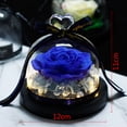 thumbnail image 5 of Rosa eterna en una elegante cúpula de cristal, con luz LED a base de pino, flor preservada, regalo navideño, decoración de mesa, rosa azul, 5 of 5