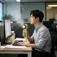 thumbnail image 4 of Usb Rechargeable Bladeless Fan, Portable Handheld Cooling Device With Ice Compress Chill Pad, for Travel and Office Use, Yellow, 4 of 6