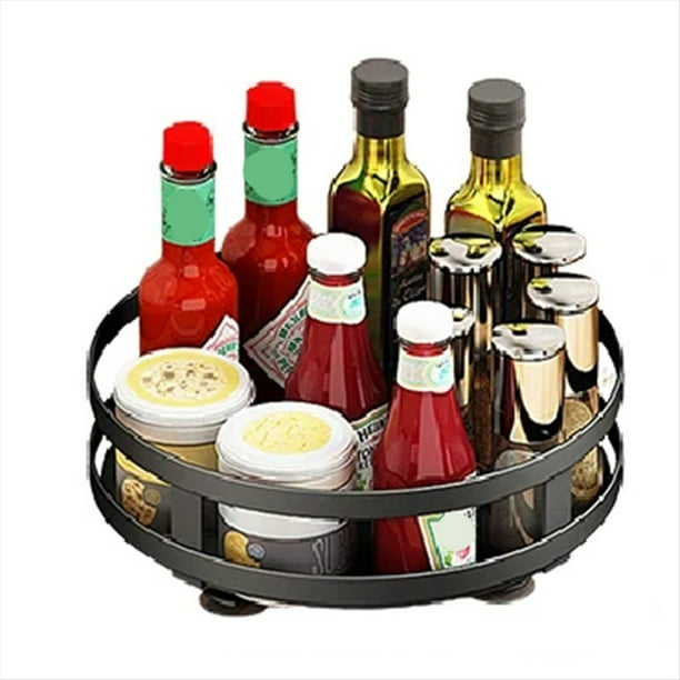 Rejilla Giratoria de 360 Grados para Condimentos, Bandeja de Almacenamiento de Acero Al Carbono Antideslizante para Tanque de Almacenamiento, Condimentos, Piezas de Cocina A