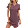 thumbnail image 2 of Women T Shirt Summer Dress Casual Business Mini Loose V-Neck Short Sleeve Dresses Brick Red L, 2 of 10
