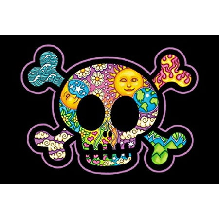 Classic Vintage Postcard 2 x Dan Morris - Skull And Crossbones Patchwork Classic Designs Postcards - 6'' x 4'' Inches ()