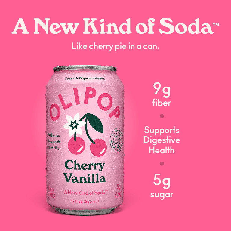 Olipop Prebiotic Soda Pop, Cherry Vanilla, High Fiber, 12 fl oz 12